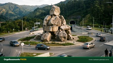 Las piedras que sacaron del Túnel de Oriente ahora son una escultura en el aeropuerto de Rionegro
