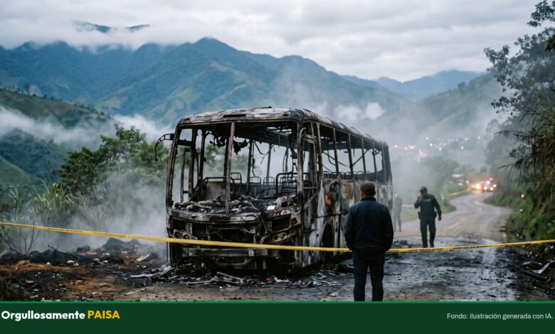 Descartan al ELN tras la quema de un bus en el Oriente: ofrecen $200 millones por los verdaderos responsables