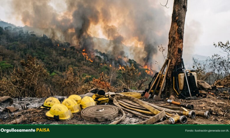 Antioquia mandó 30 bomberos especializados para apagar los incendios que consumen al Tolima
